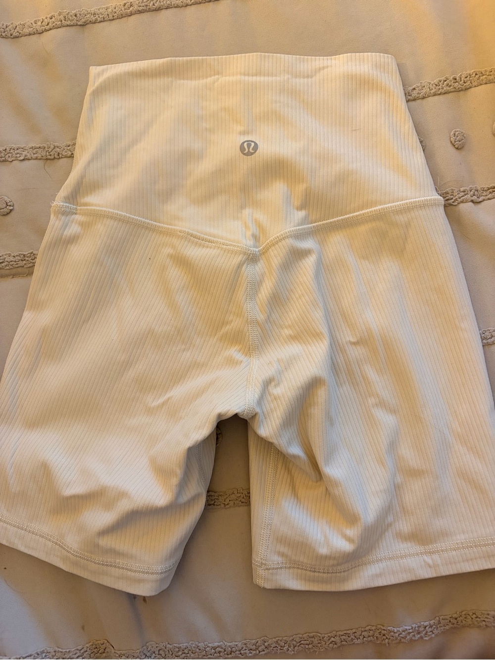 lululemon athletica Ribbed High-Waist Bike Shorts in White - Picture 3 of 4